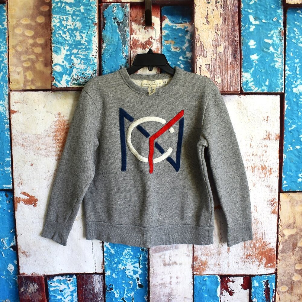 Men's H&M LOGG NYC Logo Sweater Crew Neck Long Sleeve SMALL Gray